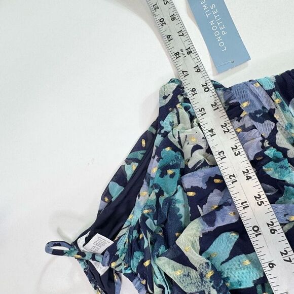 London Times Maxi Dress Womens 8 Petite Mesh Floral High Neck New - Picture 4 of 11